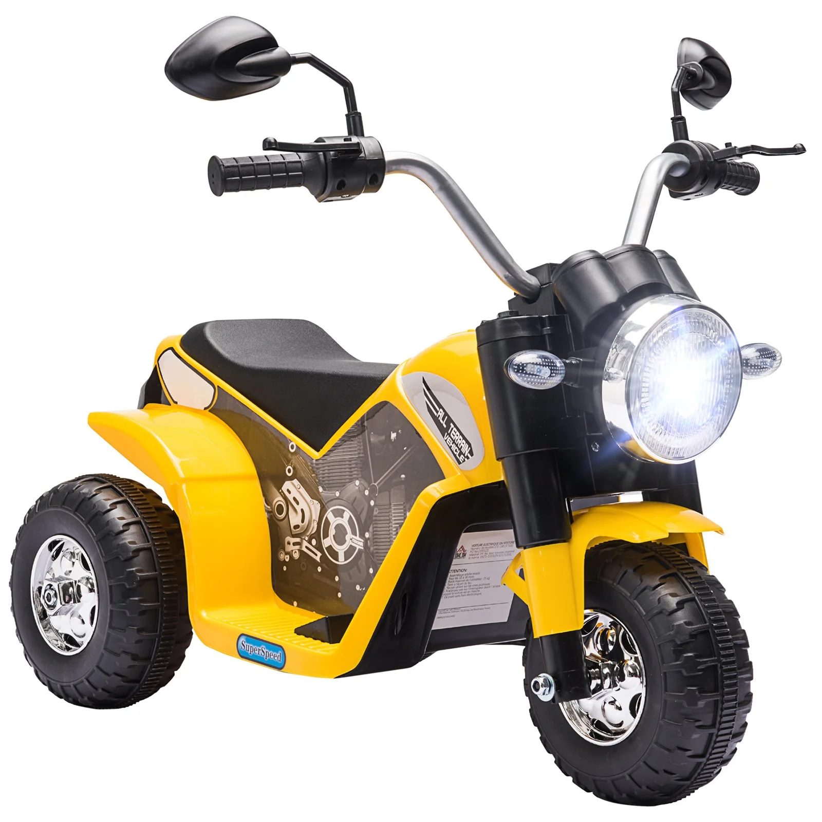 Electric 6V Yellow Ride-On Motorcycle Toy for Kids 18-36 Months Battery Powered - Image 3