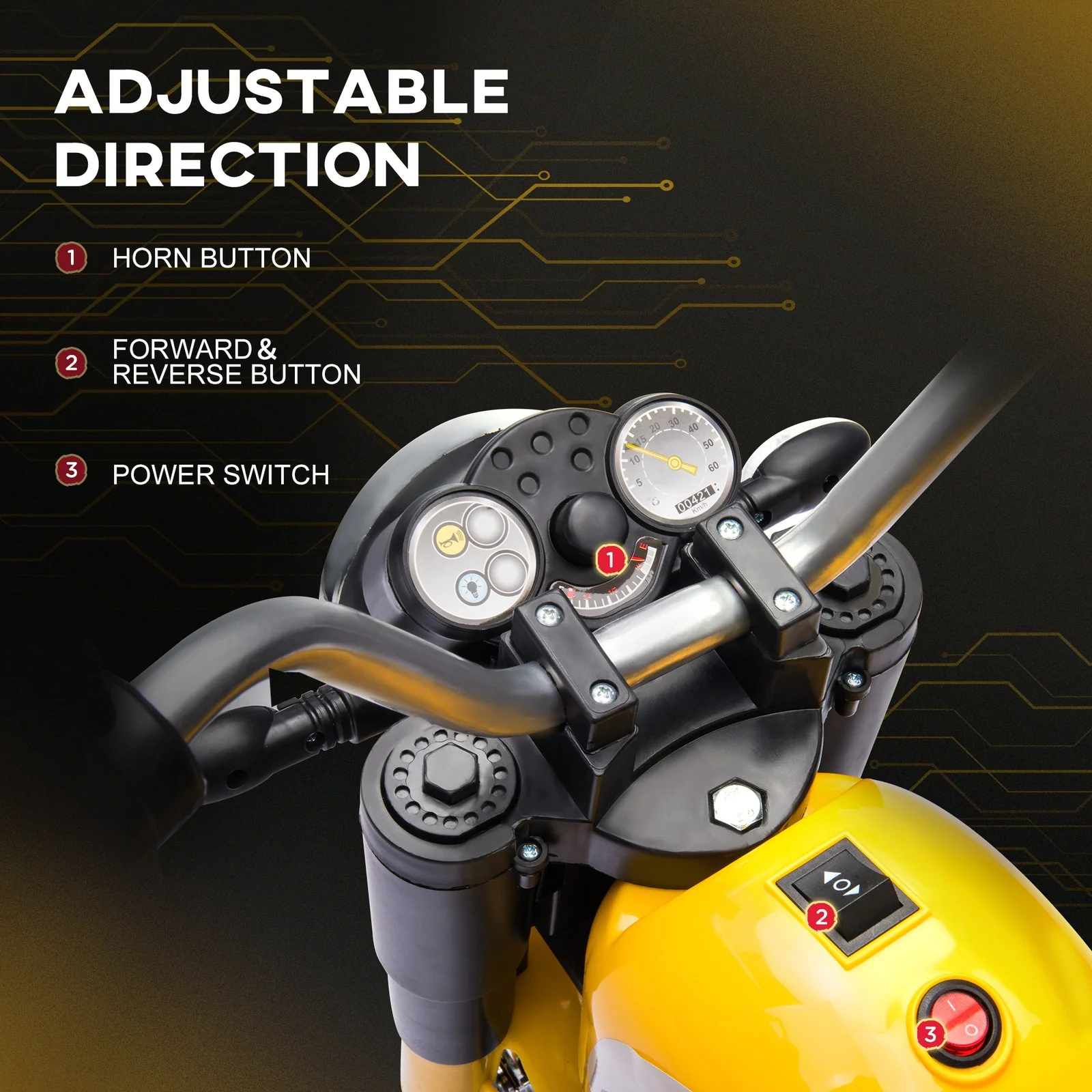Electric 6V Yellow Ride-On Motorcycle Toy for Kids 18-36 Months Battery Powered - Image 5