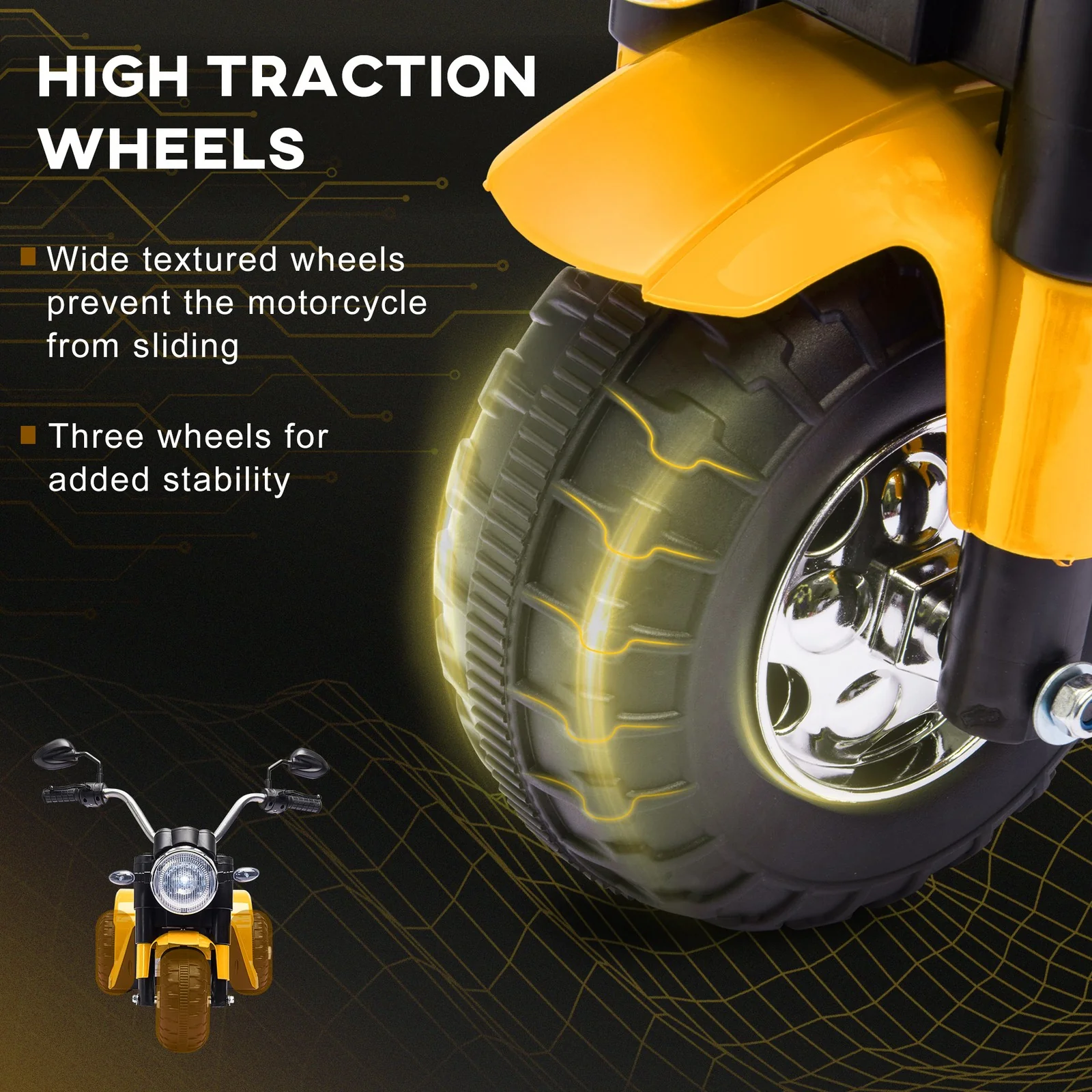 Electric 6V Ride-On Motorcycle Toy for Kids 18-36 Months Yellow Battery Powered - Image 7