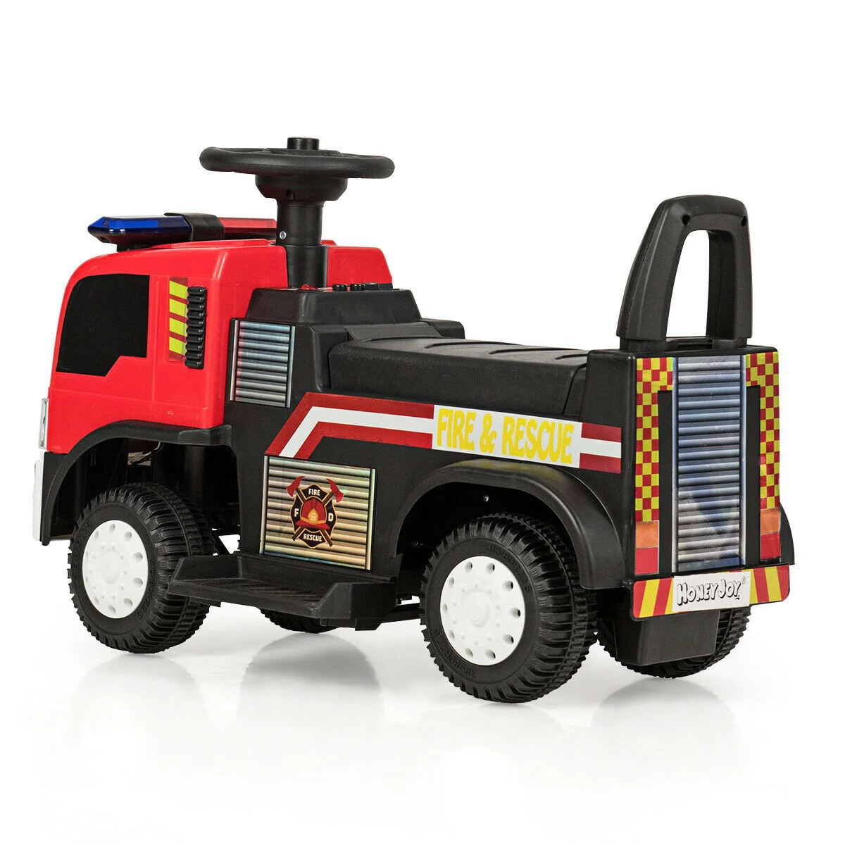 6V Battery-Powered Kids Ride-On Fire Engine Truck with Siren - Image 3