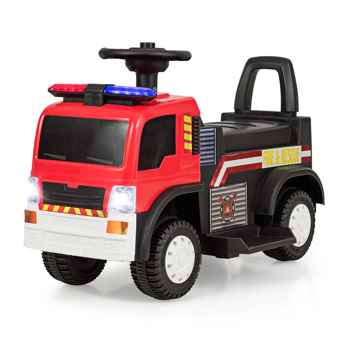 6V Battery-Powered Kids Ride-On Fire Engine with Siren, Lights, and Music