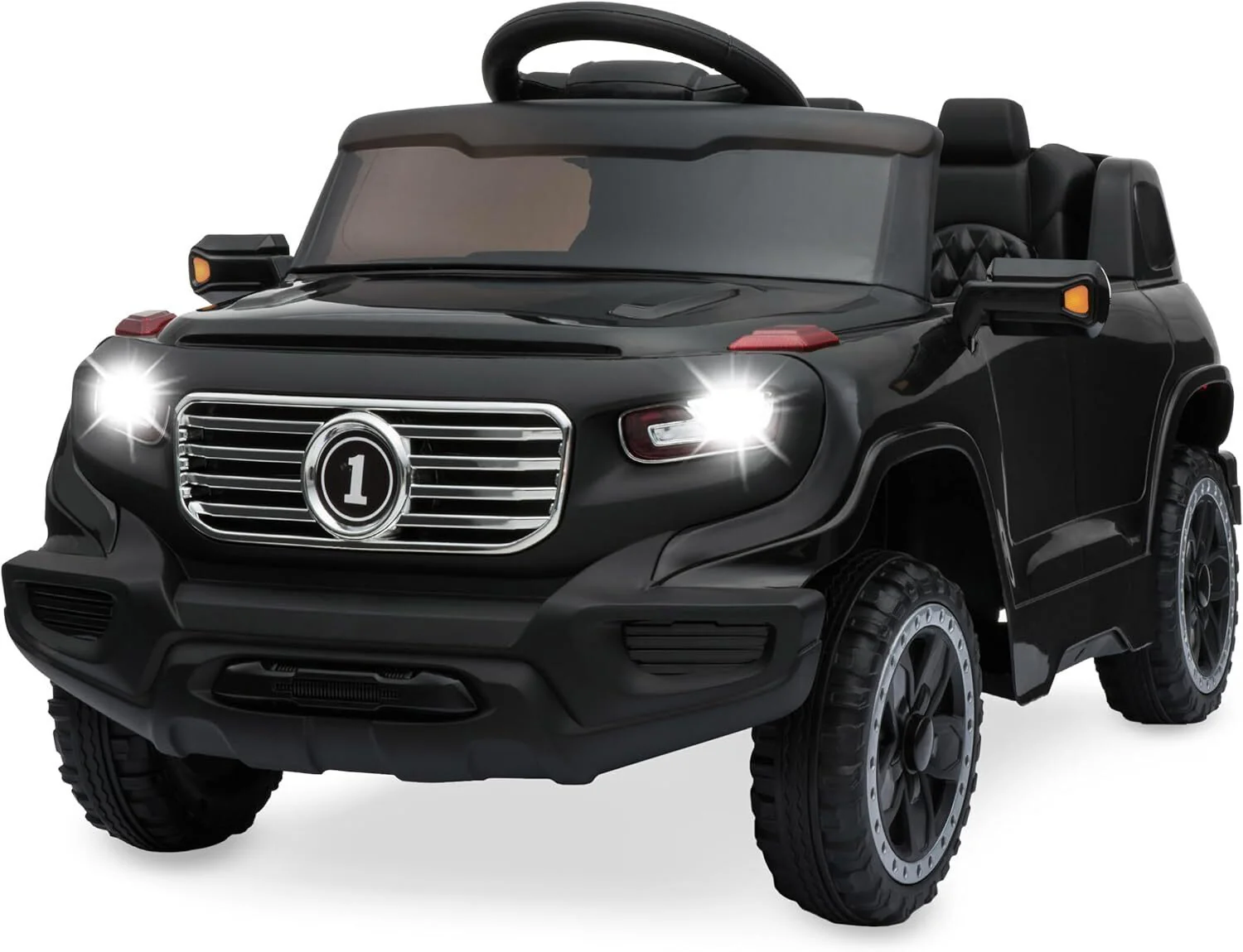Kids 6V Ride-On Truck with Parent Remote Control, 3 Speeds, LED Lights, Black