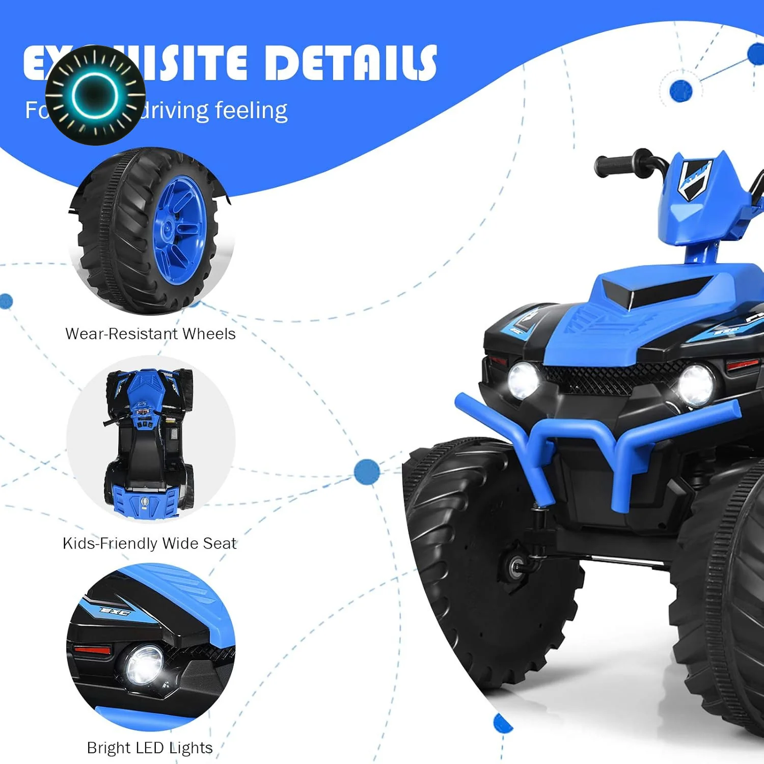 12V Kids Electric ATV with LED Lights, Adjustable Speed, and Horn - Image 4