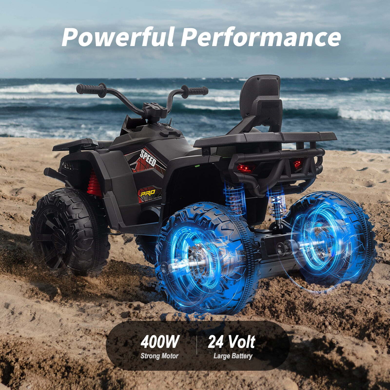 Kids 24V Electric 4-Wheeler ATV Ride-On Toy with 400W Motor and 2-Seater Design - Image 5
