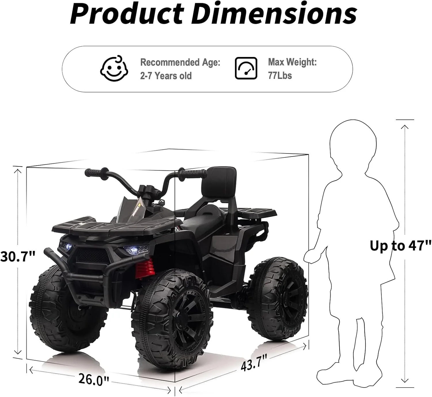 Kids Electric 24V 4-Wheeler ATV Ride-On Quad with 400W Motor and 2-Seater Design - Image 8