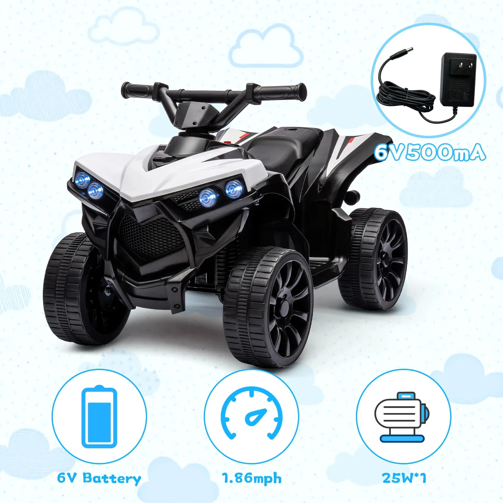 Kids 6V Battery-Powered Electric ATV 4-Wheeler Quad with 1.8 MPH Speed - Image 4