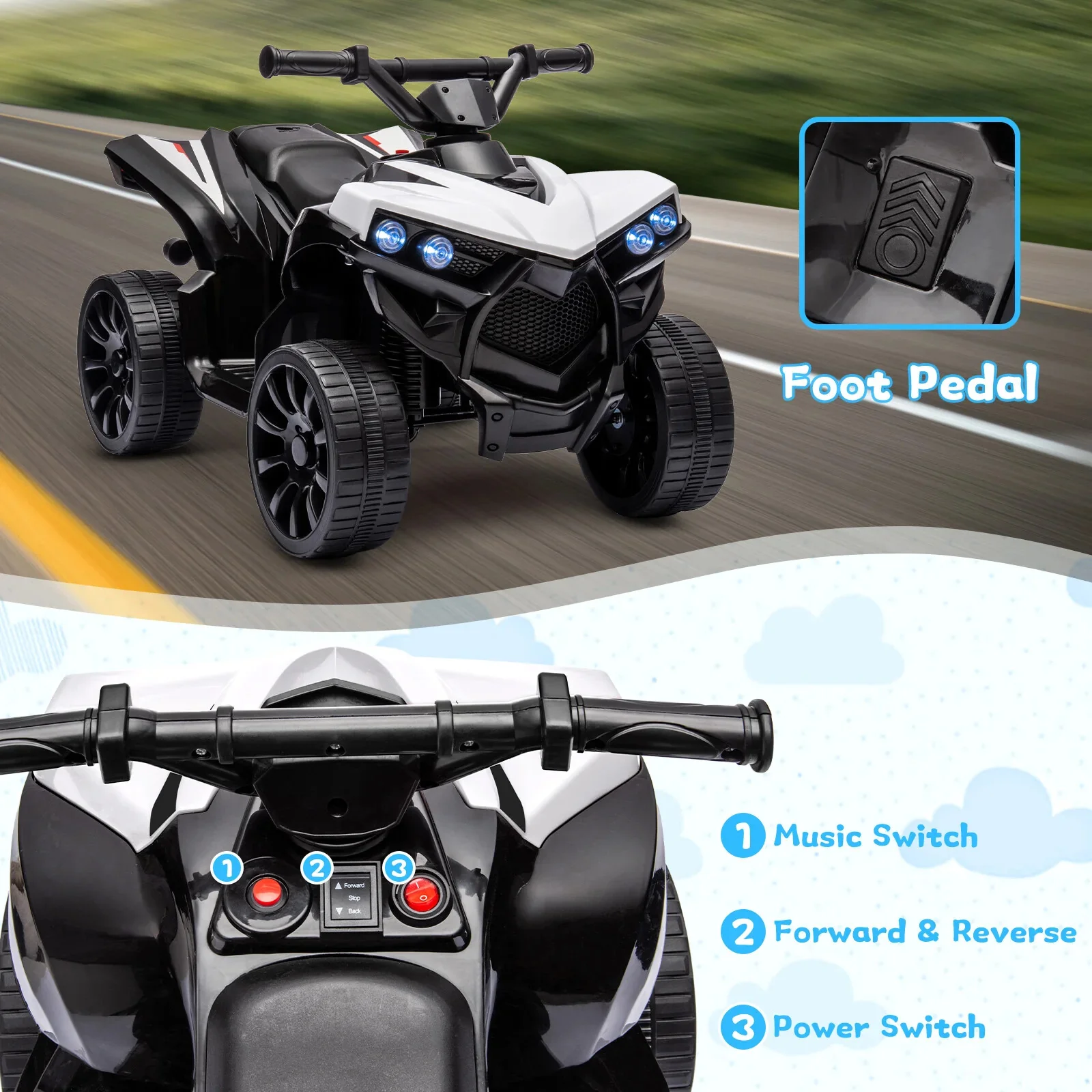 Kids 6V Battery-Powered Electric ATV 4-Wheeler Quad with 1.8 MPH Speed - Image 5