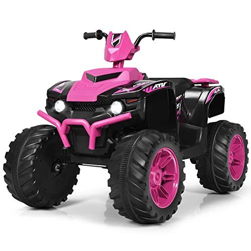 Pink Battery-Powered Kids ATV with LED Lights and Adjustable Speed - Image 2