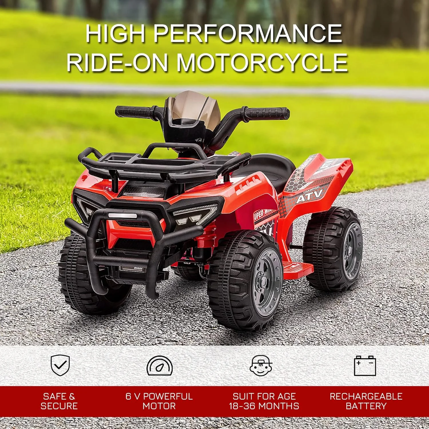 Kids Motorized 6V Battery-Powered Electric Four Wheeler Ride-On ATV Quad Car - Image 3