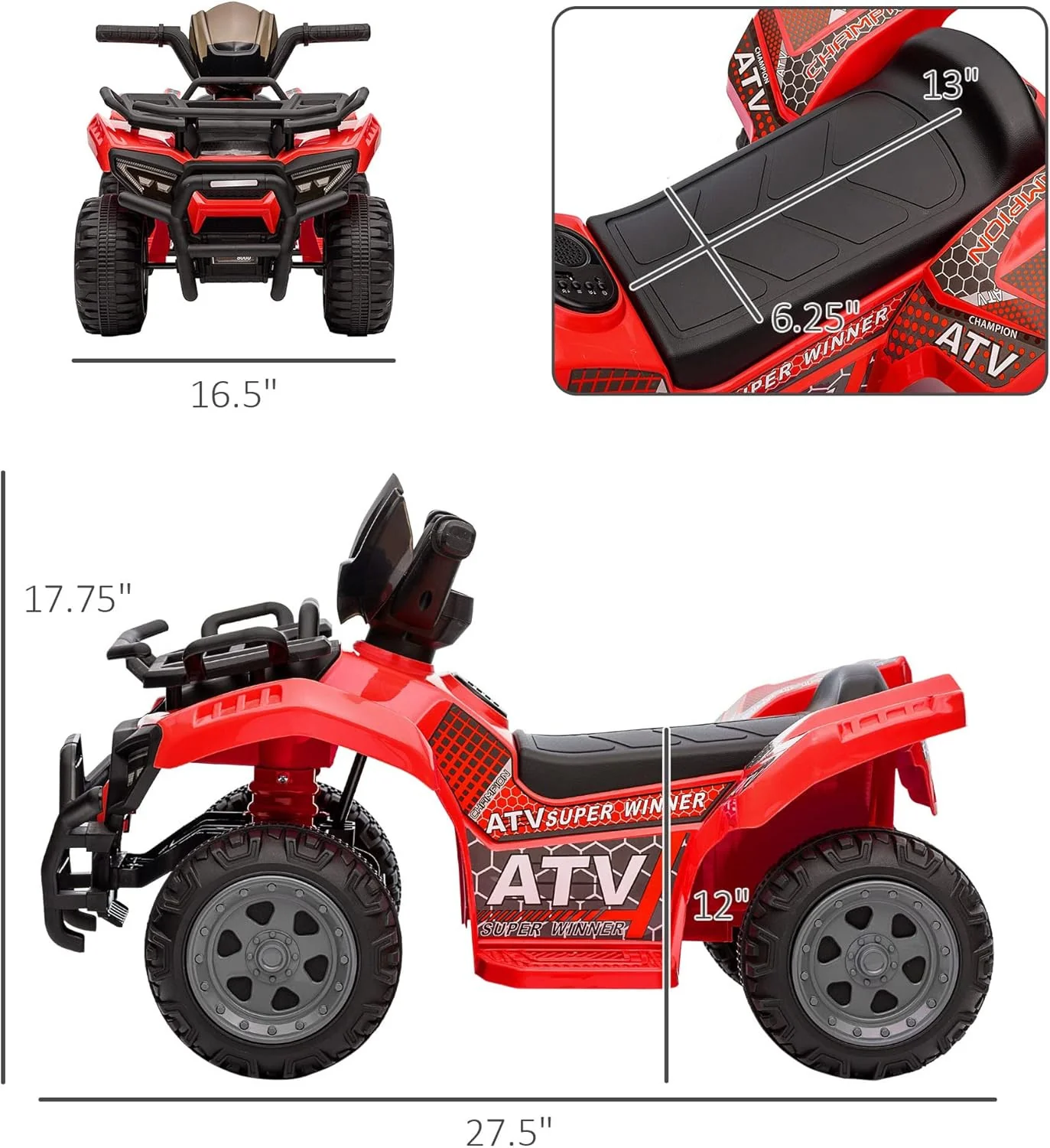 Kids Motorized 6V Battery-Powered Electric Four Wheeler Ride-On ATV Quad Car - Image 7