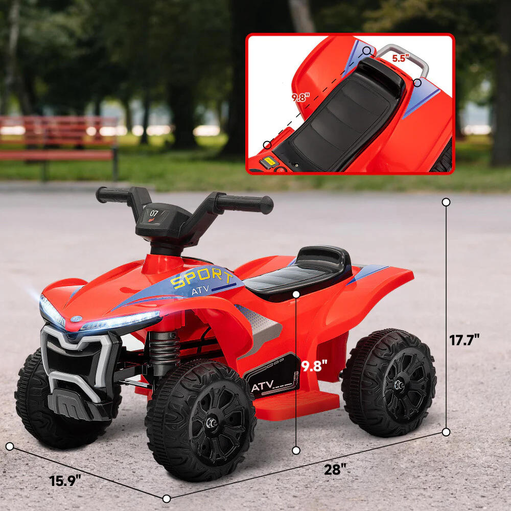 Kids 6V Rechargeable Battery 4-Wheeler ATV Ride-On Toy with 1.6 MPH Max Speed - Image 6