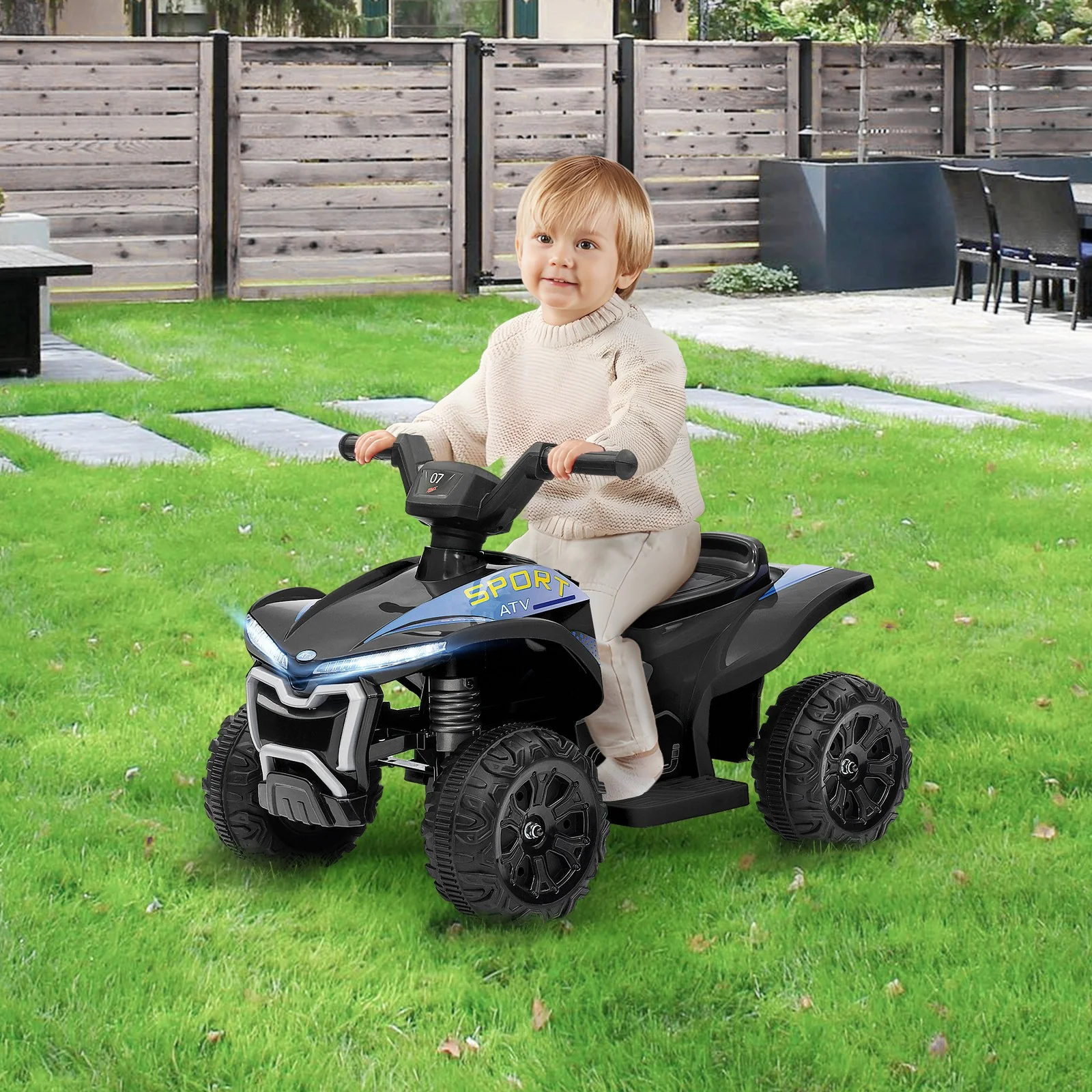 Kids 6V Rechargeable Battery Ride-On ATV Quad Toy in Black - Image 9