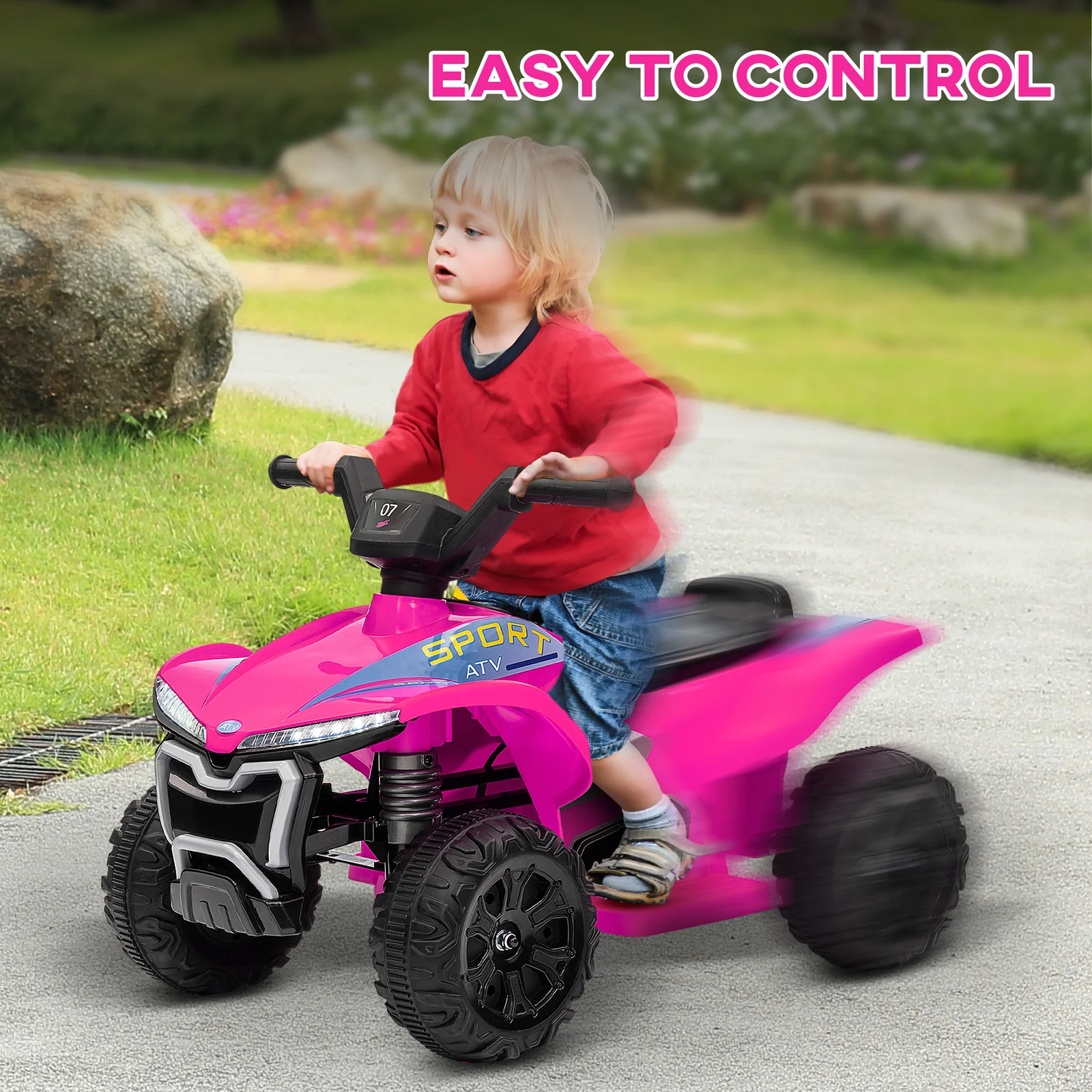 6V Kids Ride-On ATV Quad Toy with Rechargeable Battery, Lights, and Music for Toddlers - Image 4