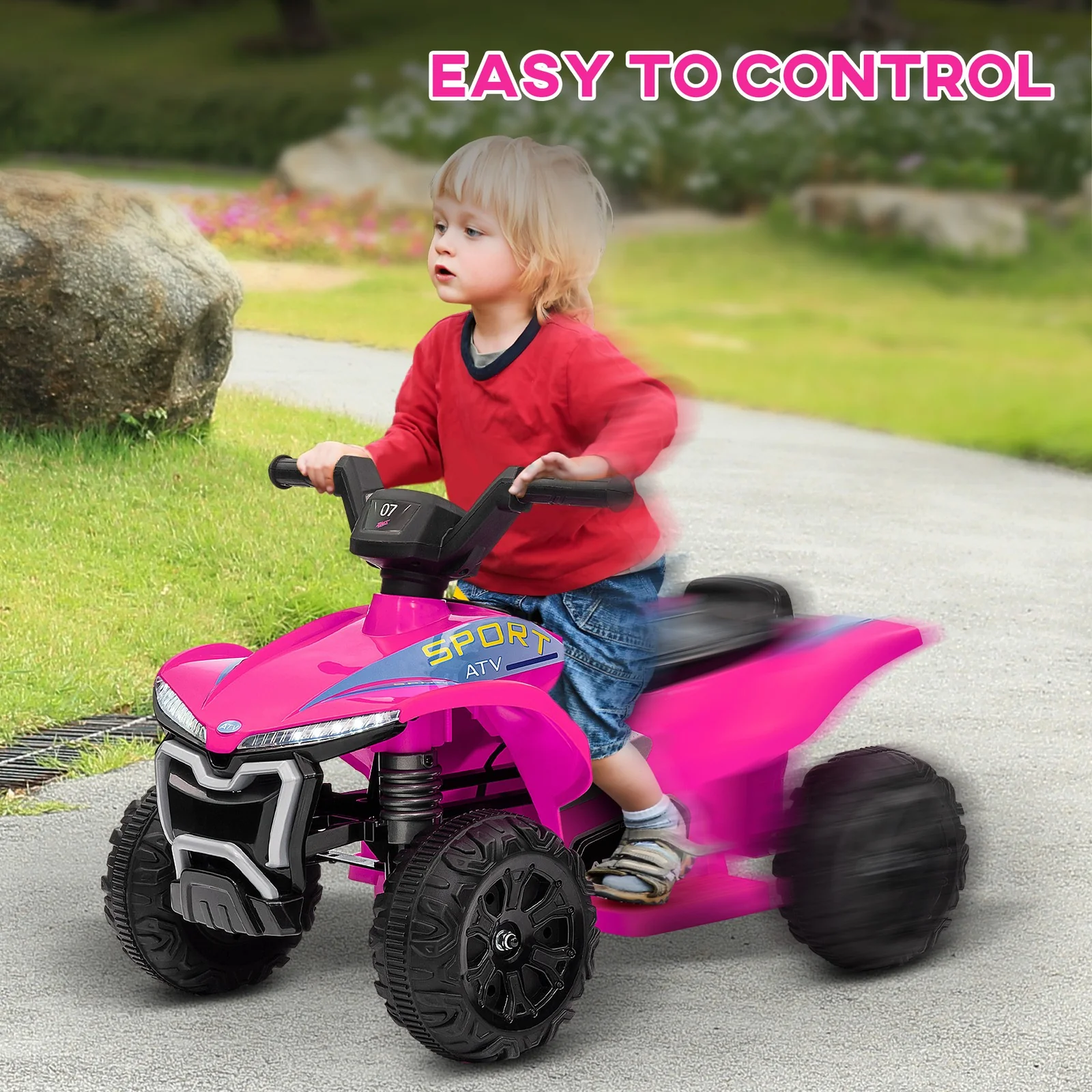 Kids 6V Pink Ride-On ATV Quad Toy with Rechargeable Battery - Image 5