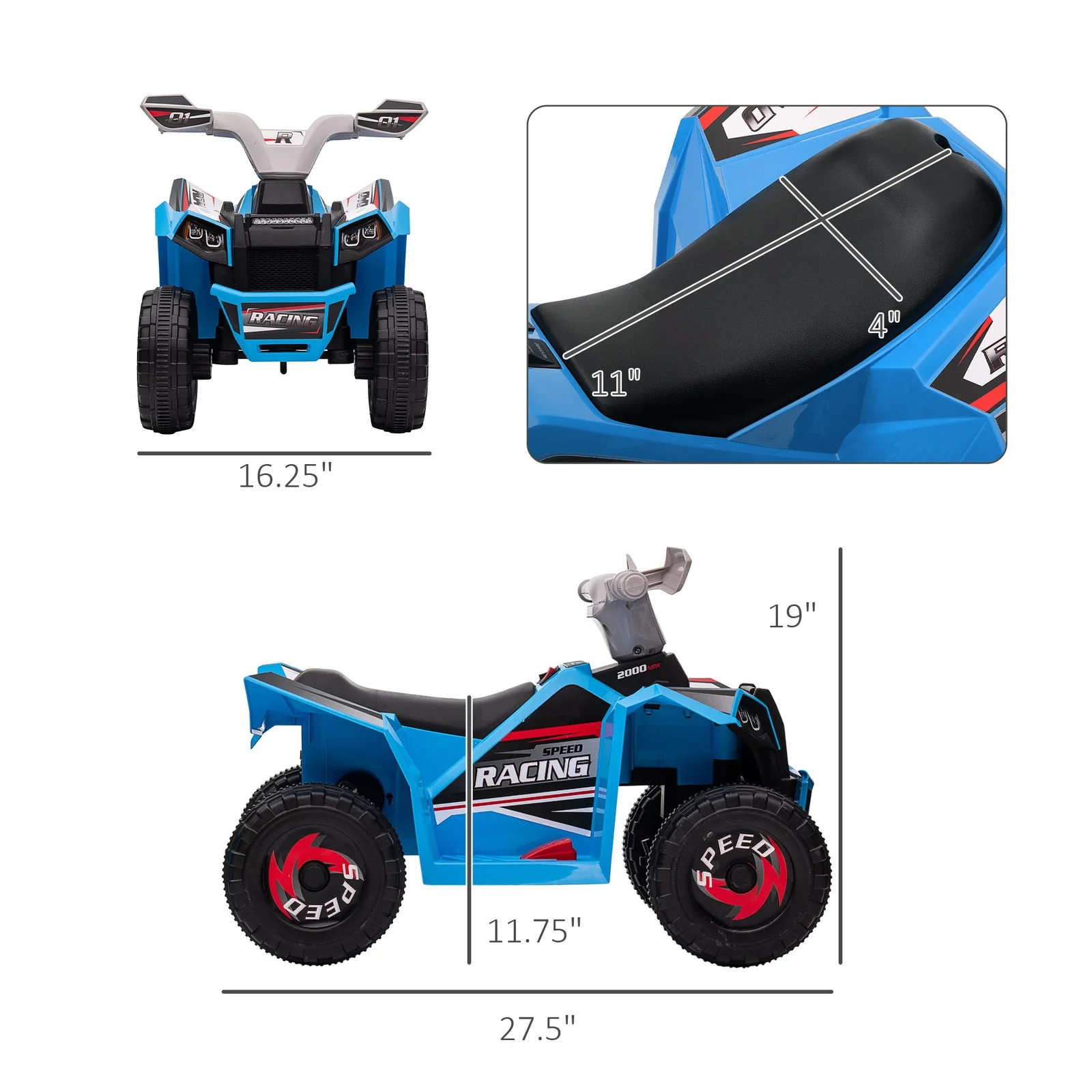 Kids 6V Blue ATV Quad Four-Wheeler with Forward and Reverse Controls - Image 2