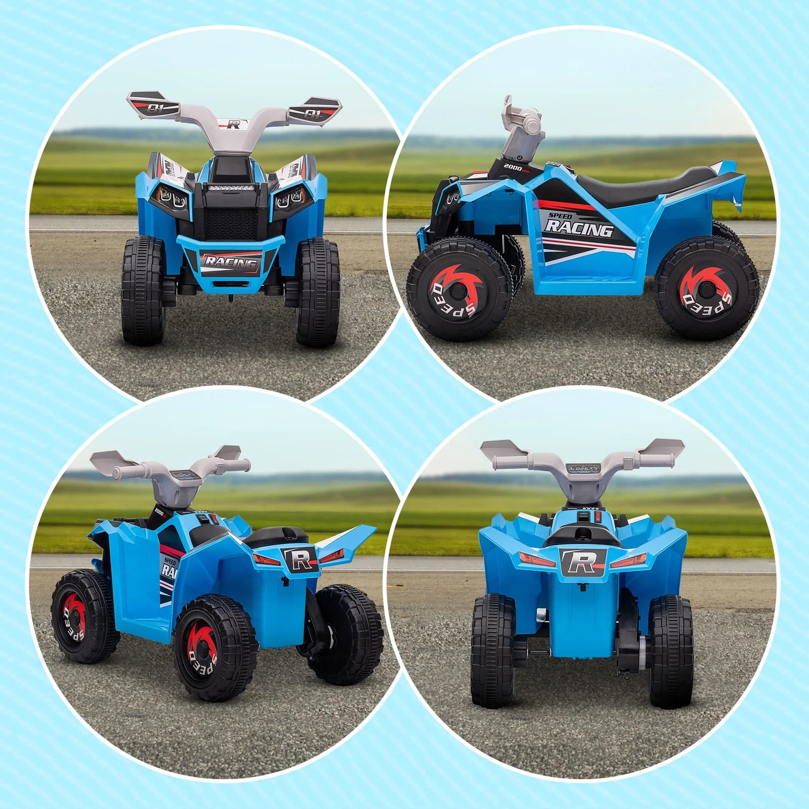 Kids 6V Blue ATV Quad Car Four-Wheeler with Forward and Reverse - Image 8