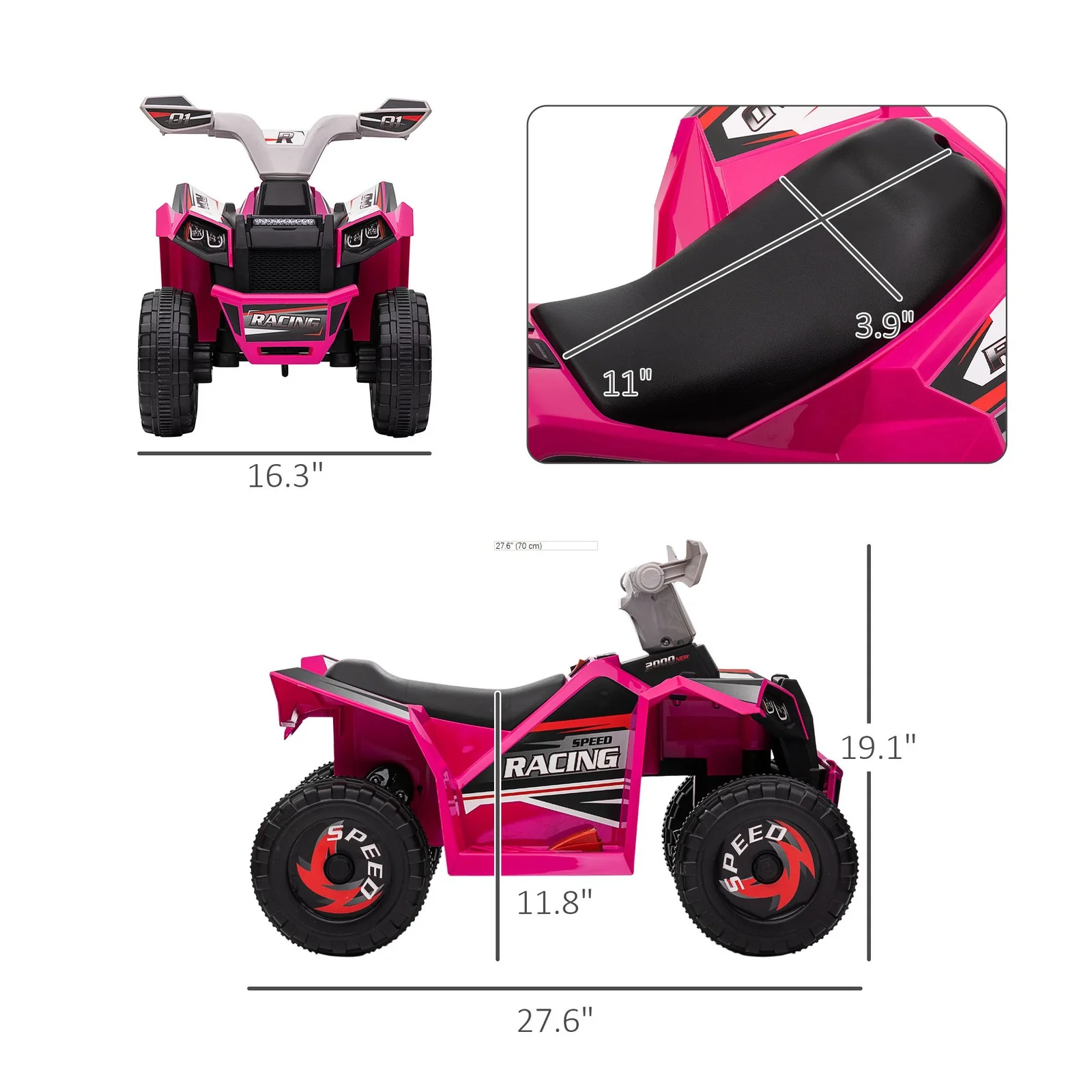 Kids 6V Pink Four-Wheeler ATV Quad Car with Forward and Backward Drive - Image 2