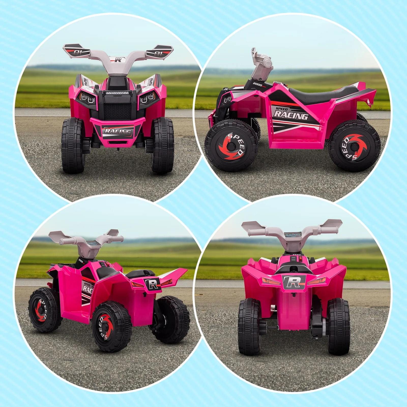 Kids 6V Pink Four-Wheeler ATV Quad Car with Forward and Backward Drive - Image 8