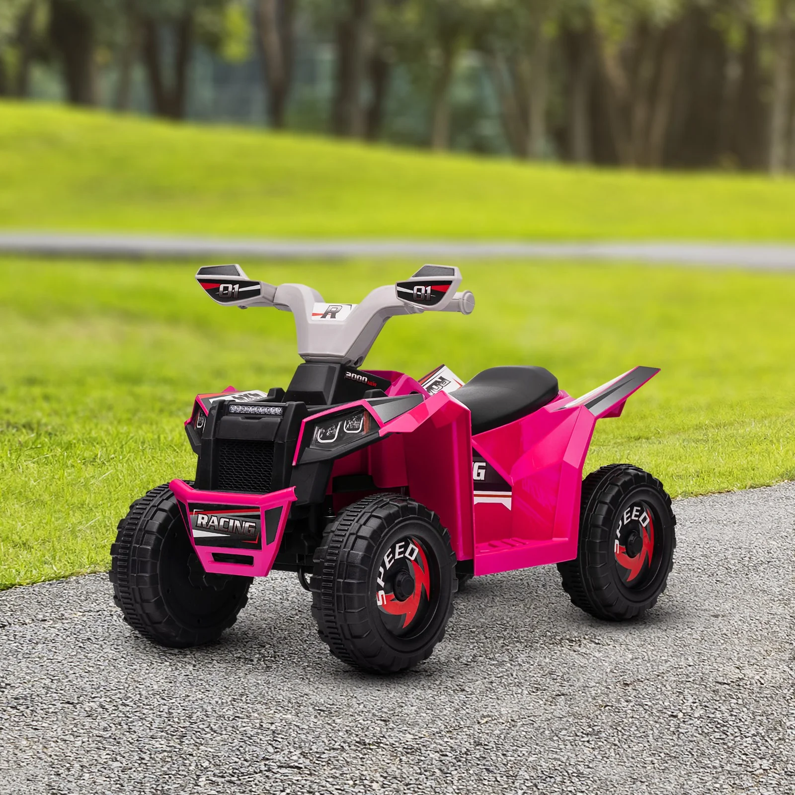 Kids 6V Pink Four-Wheeler ATV Quad Car with Forward and Backward Drive - Image 9