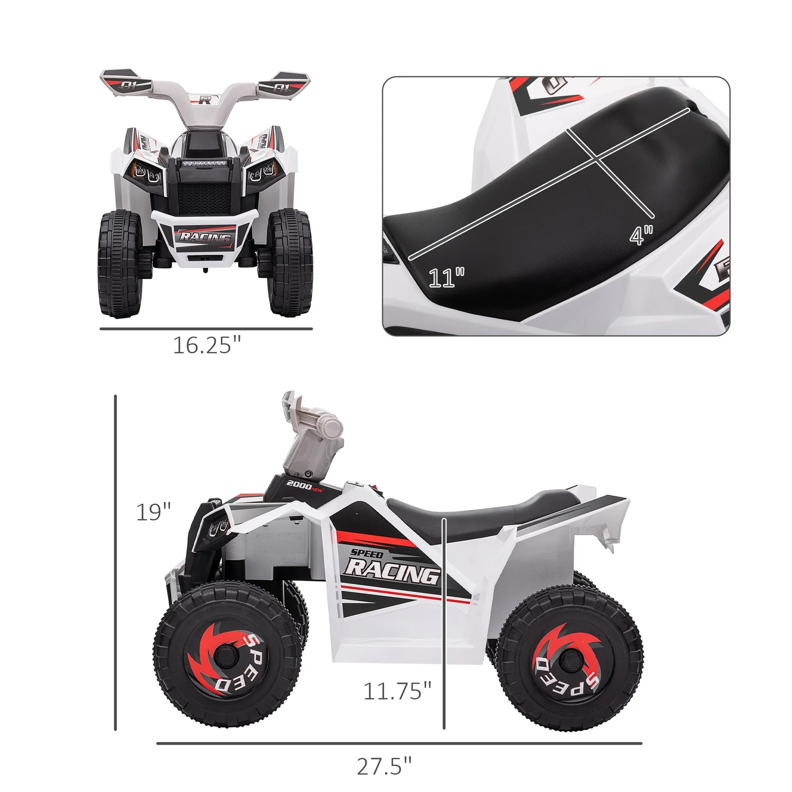 6V Kids Four-Wheeler ATV Quad Car with Forward and Reverse and Music - Image 3