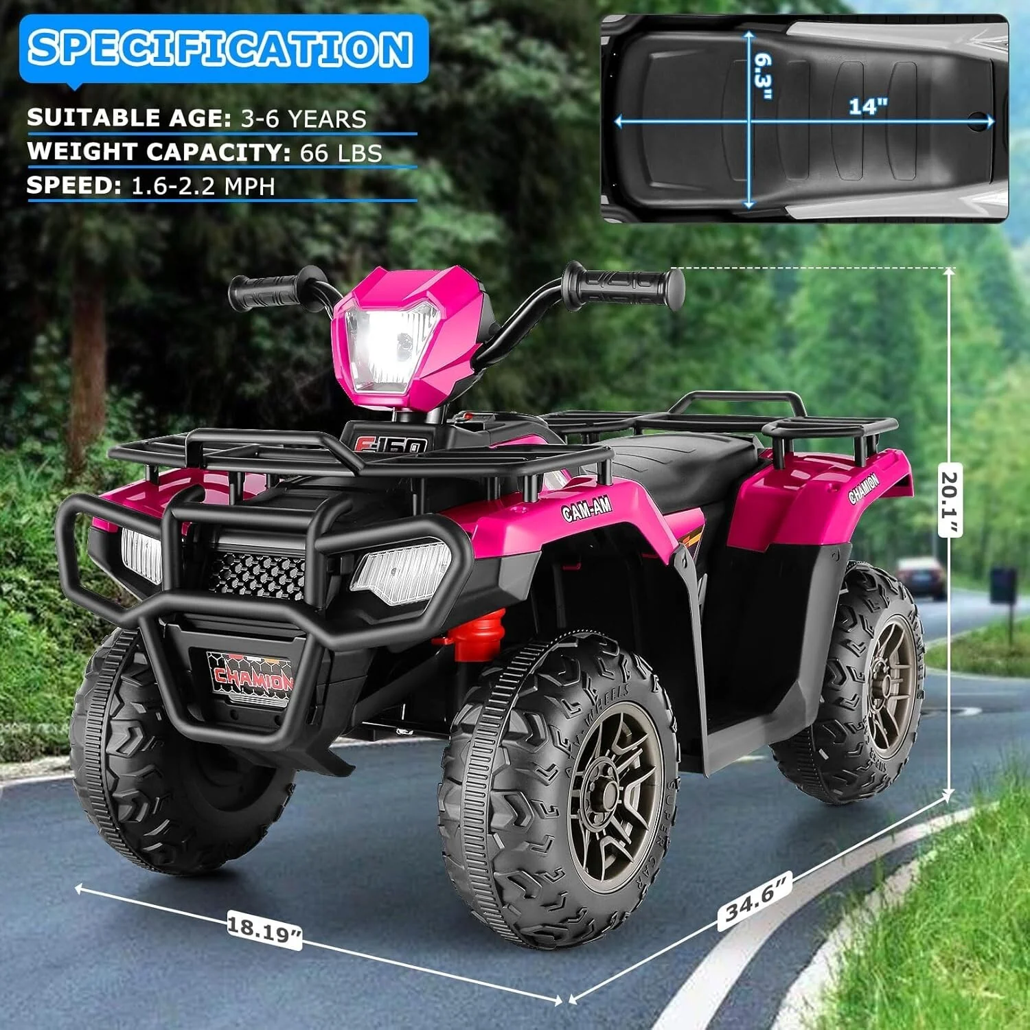 Kids 12V Battery-Powered 4-Wheeler ATV Ride-On Car with LED Lights and Music - Image 2