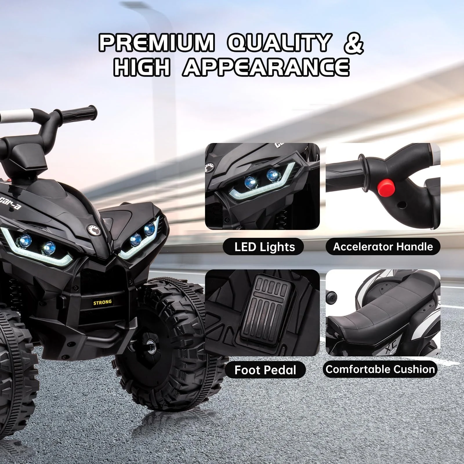 12V Battery-Powered Kids 4-Wheeler ATV Ride-On Toy with LED Lights - Image 6