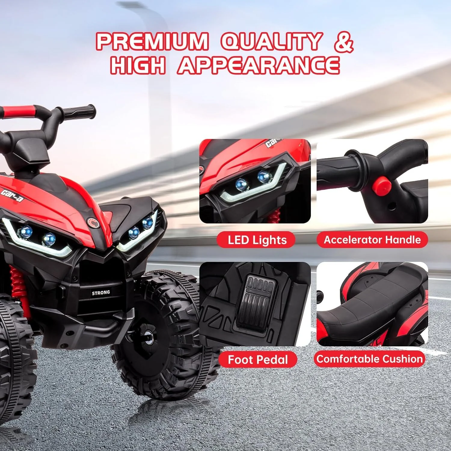 12V Kids Battery-Powered 4-Wheeler ATV Ride-On Toy with LED Lights - Image 14