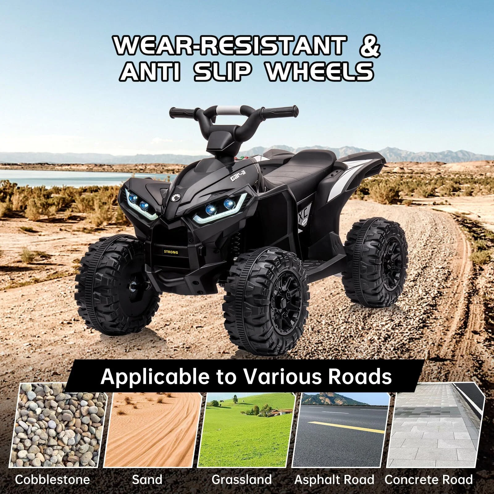 12V Kids Battery-Powered 4-Wheeler ATV Ride-On Toy with LED Lights - Image 5