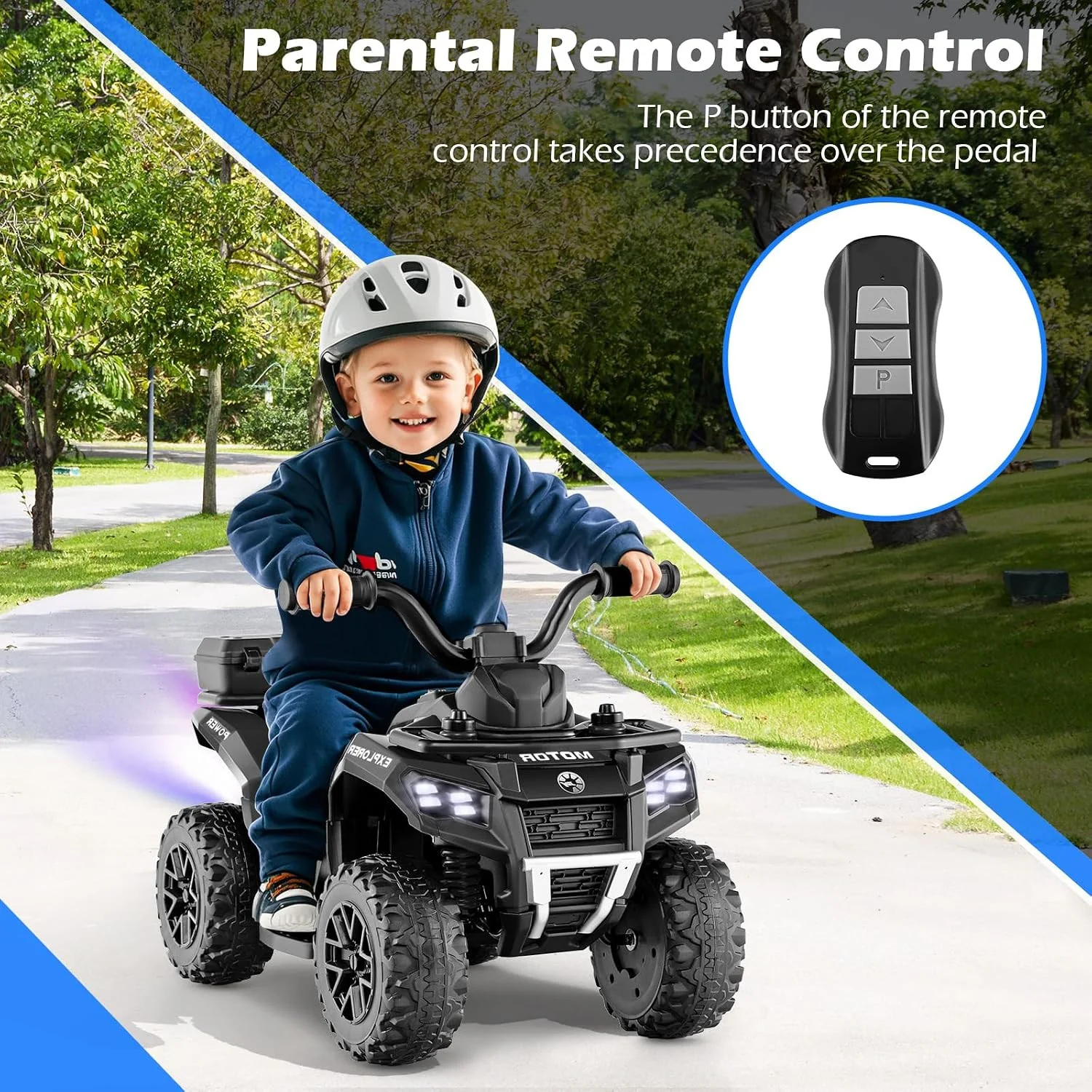 6V Toddler Ride-On ATV with Spray Feature, Remote Control, and Storage Trunk - Image 2