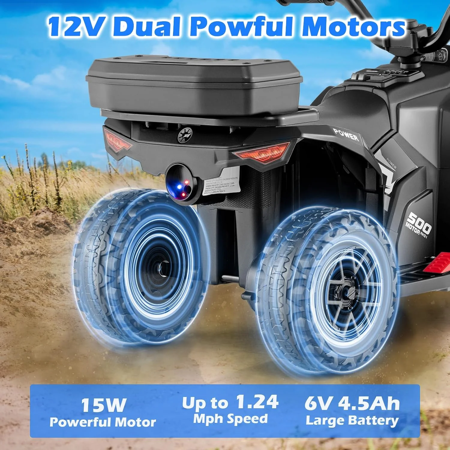 6V Toddler Ride-On ATV with Spray Feature, Remote Control, and Storage Trunk - Image 4
