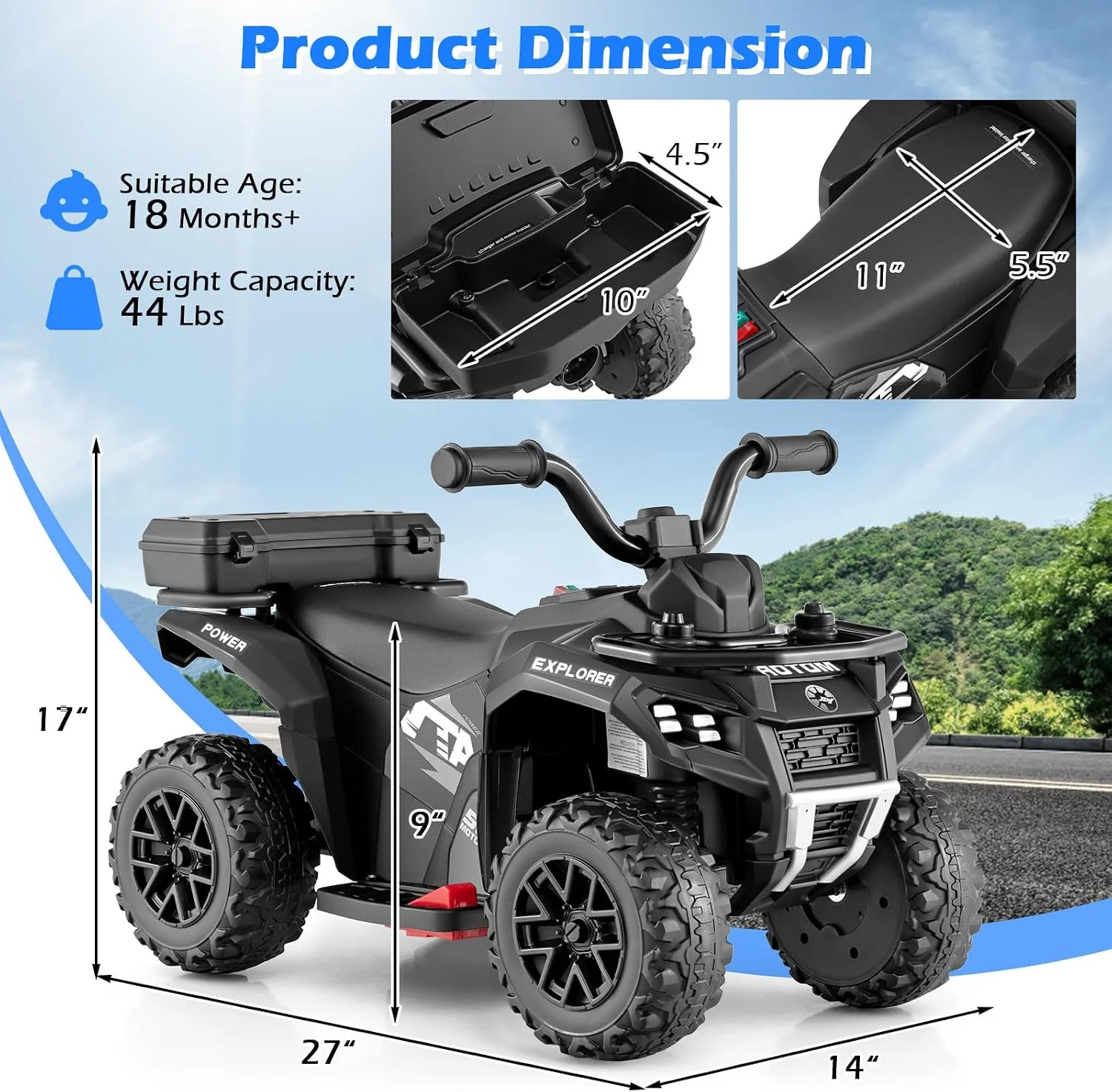 6V Toddler Ride-On ATV with Spray Feature, Remote Control, and Storage Trunk - Image 6