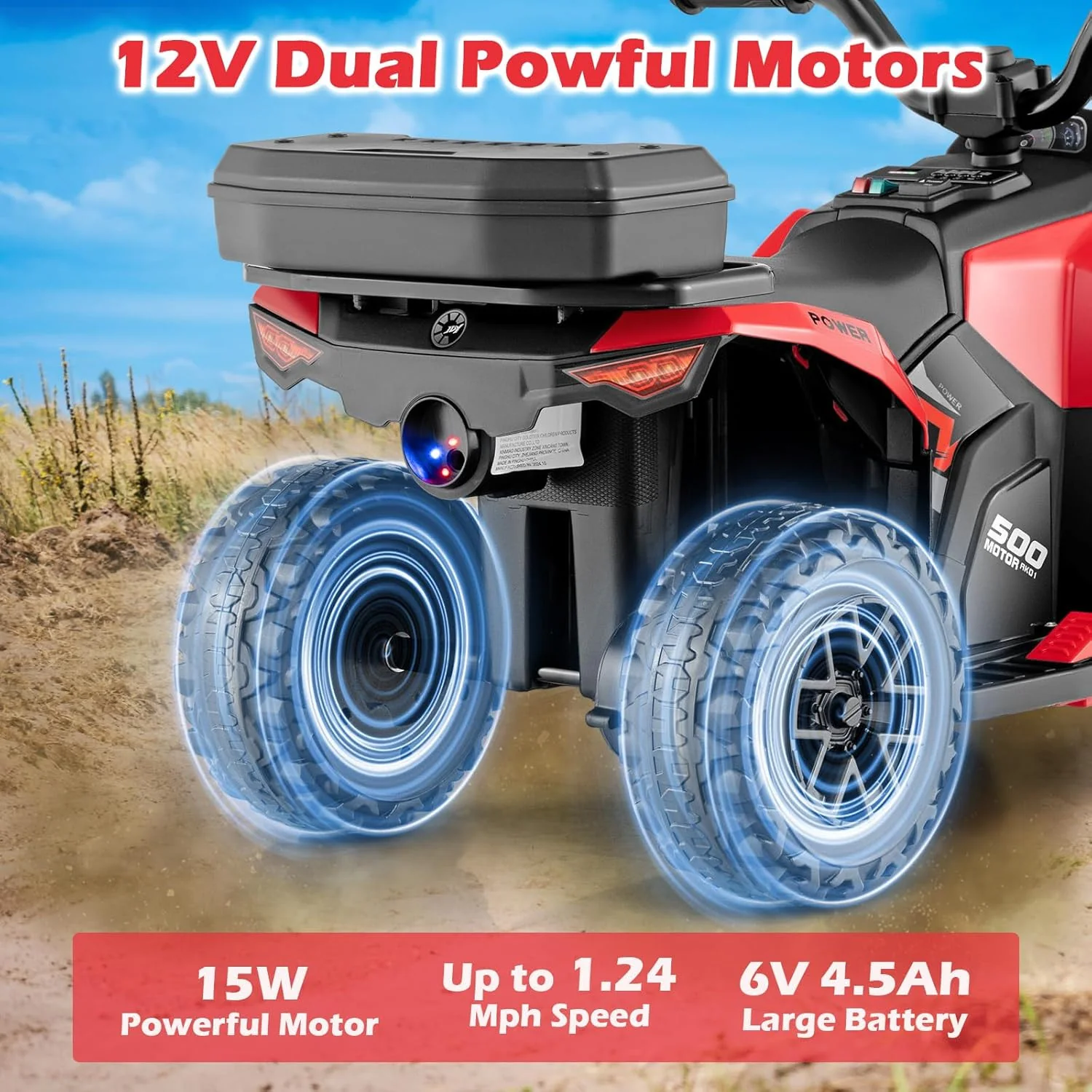 6V Ride-On Kids ATV with Remote Control, Storage Trunk, and Spray Feature - Image 3