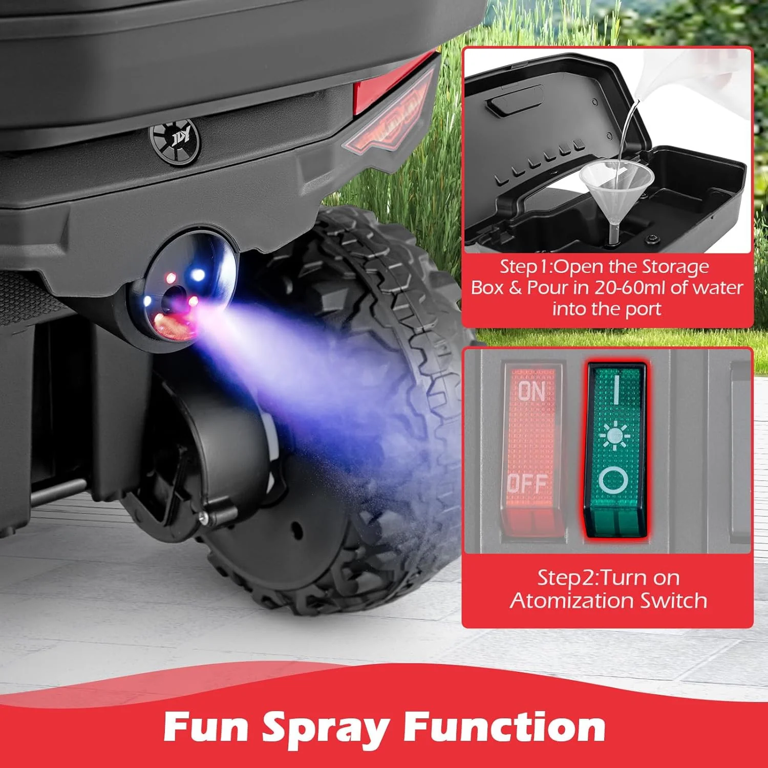 6V Ride-On Kids ATV with Remote Control, Storage Trunk, and Spray Feature - Image 5