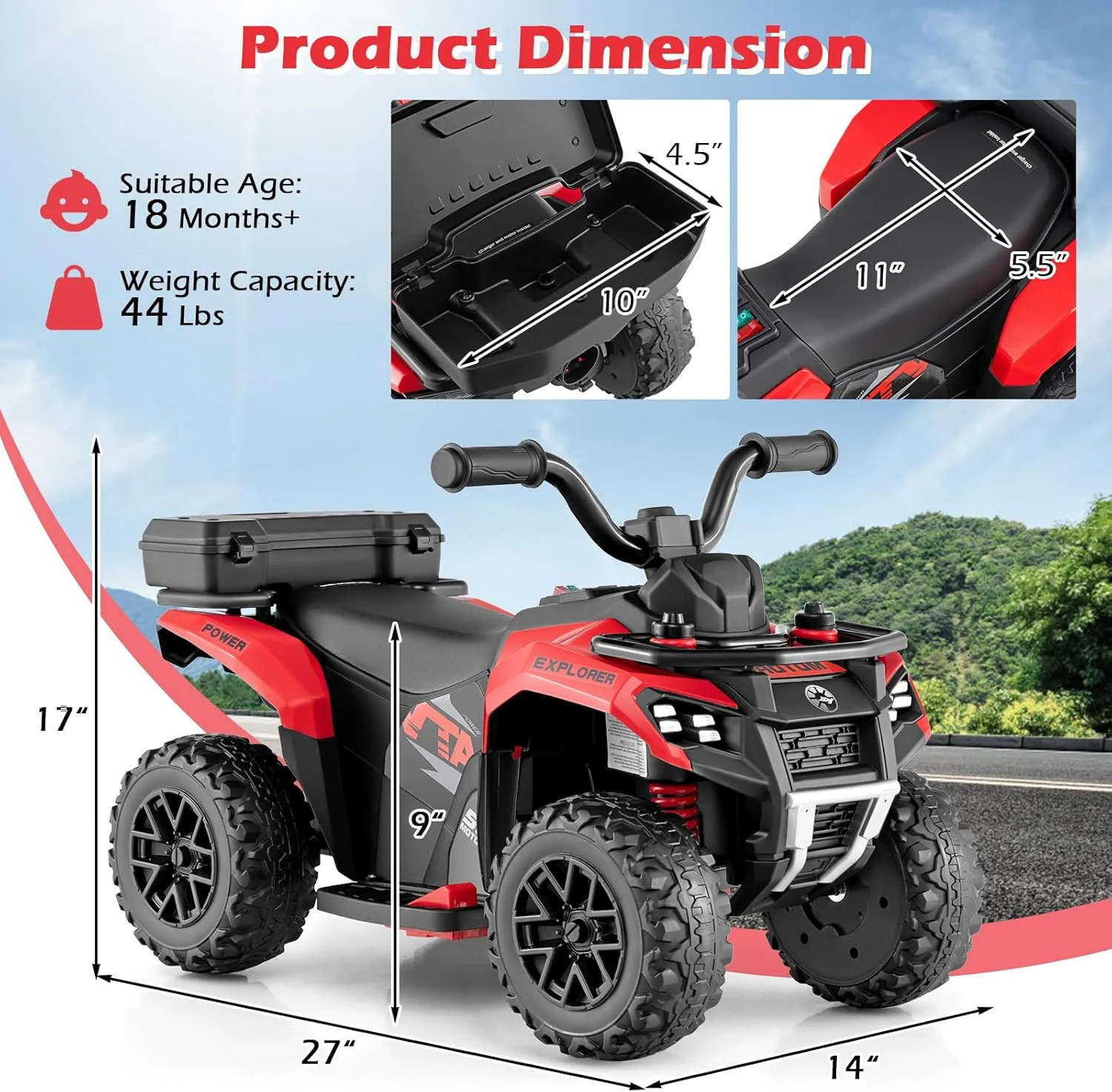 6V Ride-On Kids ATV with Remote Control, Storage Trunk, and Spray Feature - Image 6