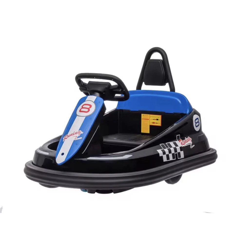 360° Spinning Ride-On Bumper Car for Kids, Blue and Black
