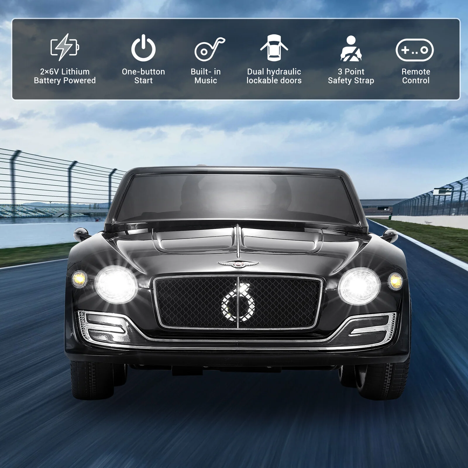 12V Electric Kids Ride-On Car with Remote Control and Music, Bentley Style - Image 12