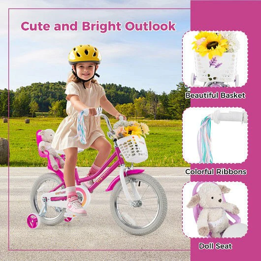 16-Inch Kids Bike with Training Wheels and Dual Brake System for Ages 4-7 - Image 5