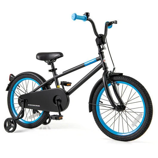 18-Inch Kids Bike with Adjustable Handlebar and Saddle in Black