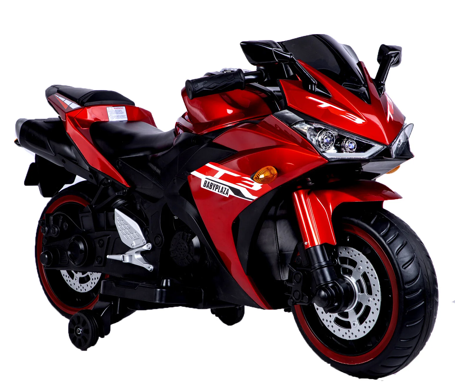 Kids Ride-On Motorcycle Toy with Training Wheels and Manual Throttle - Image 7