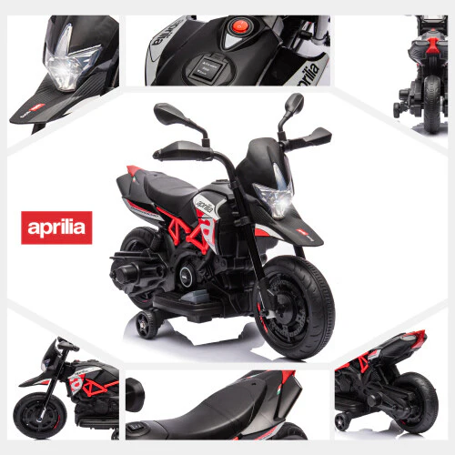 Licensed Aprilia 6V Electric Ride-On Dirt Bike for Boys with Training Wheels - Image 11