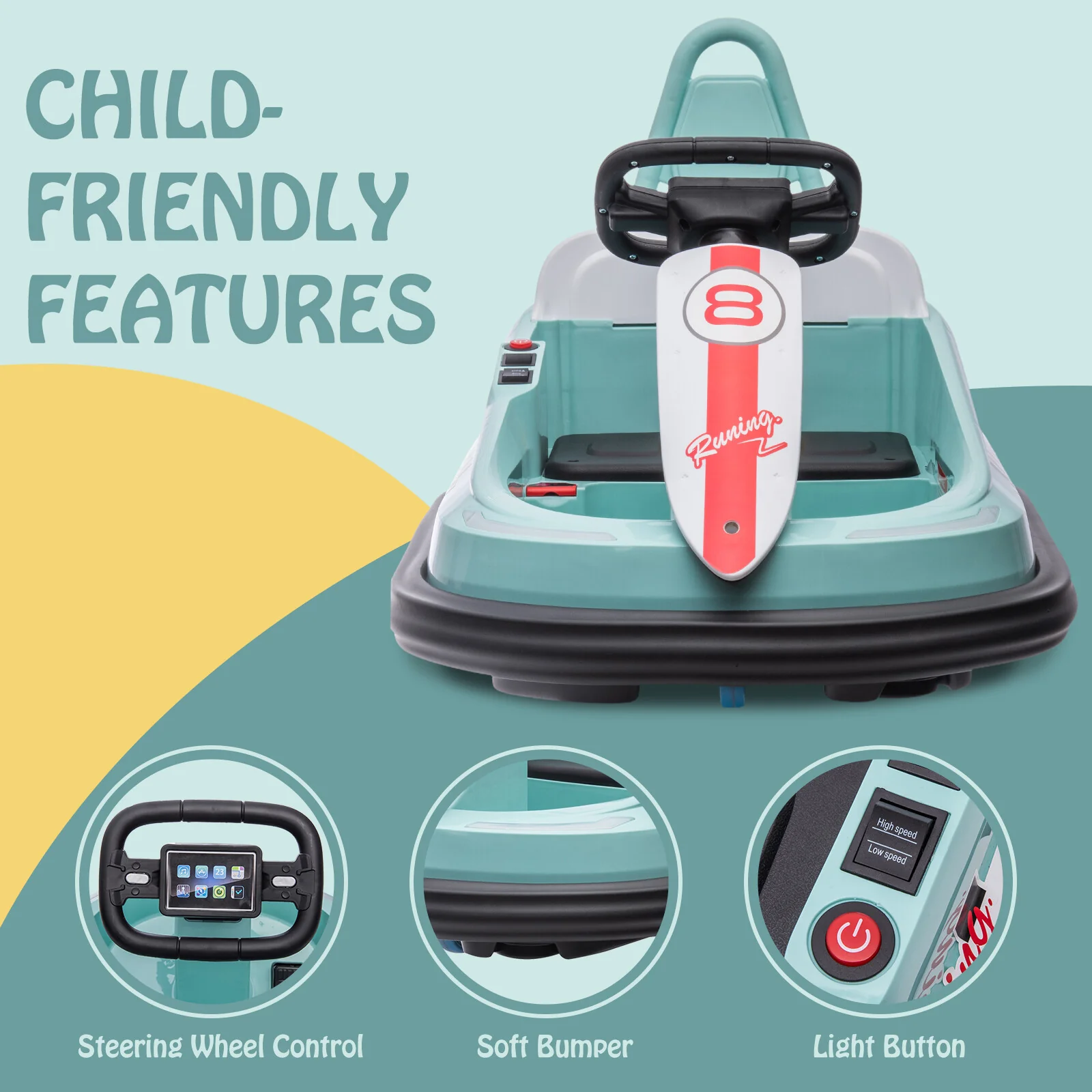 6V Electric Ride-On Bumper Car with Steering Wheel for Toddlers - Image 5