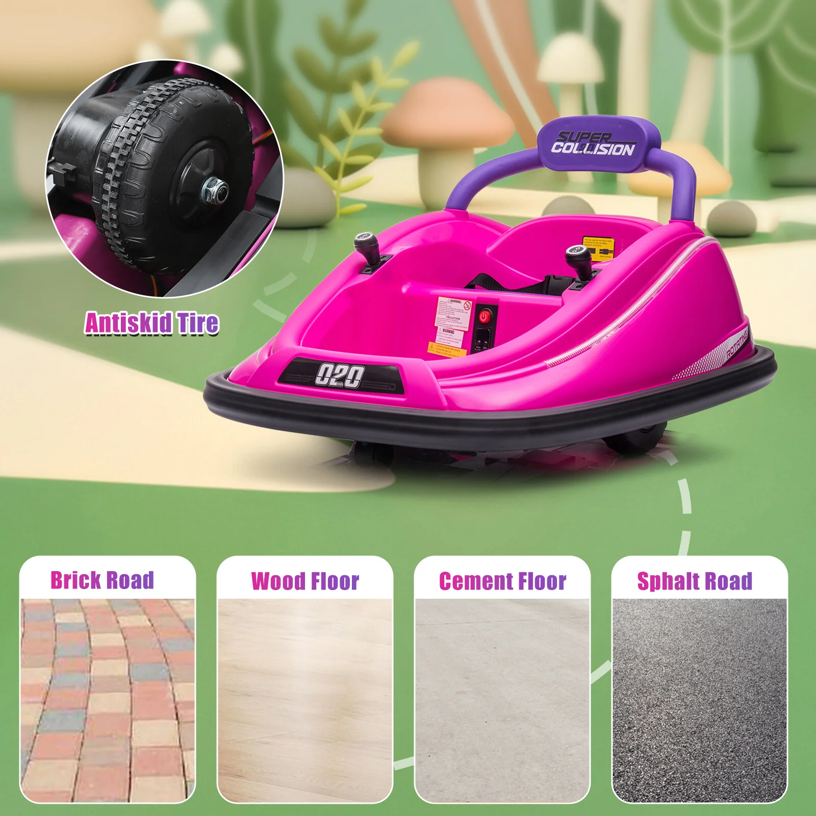 Electric Kids Bumper Car Ride-On with Remote Control, LED Lights & Spinning Wheels for Ages 3–6 - Image 7