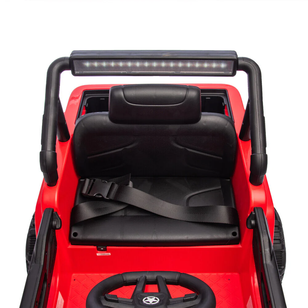 Electric Kids Ride-On Jeep Truck with 6 Wheels, Remote Control, Bluetooth, and LED Lights - Red - Image 19