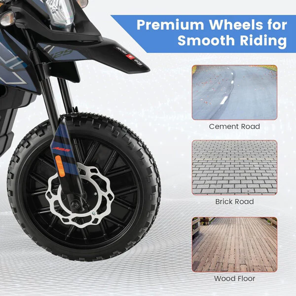 12V Kids Electric Off-Road Dirt Bike with Training Wheels, Lights, and Music - Image 15