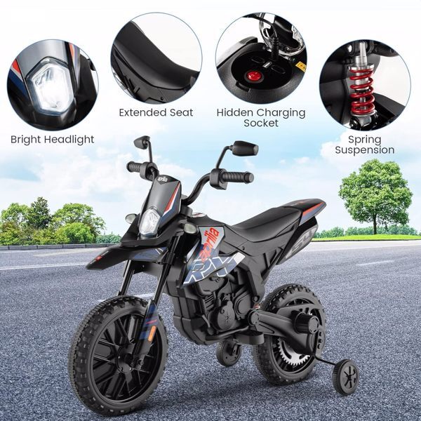 12V Kids Electric Off-Road Dirt Bike Motorcycle with Training Wheels and Music Toy - Image 10