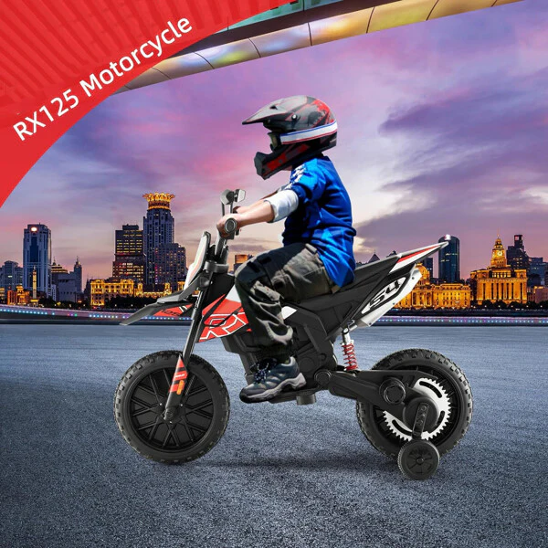 12V Kids Electric Off-Road Dirt Bike Motorcycle with Training Wheels and Music Toy - Image 17