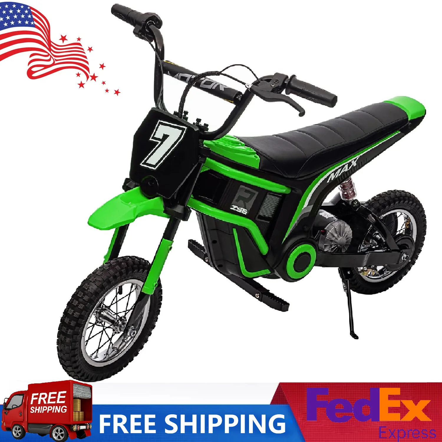 Kids 350W Electric Motocross Dirt Bike with 24V Battery Green - Image 13