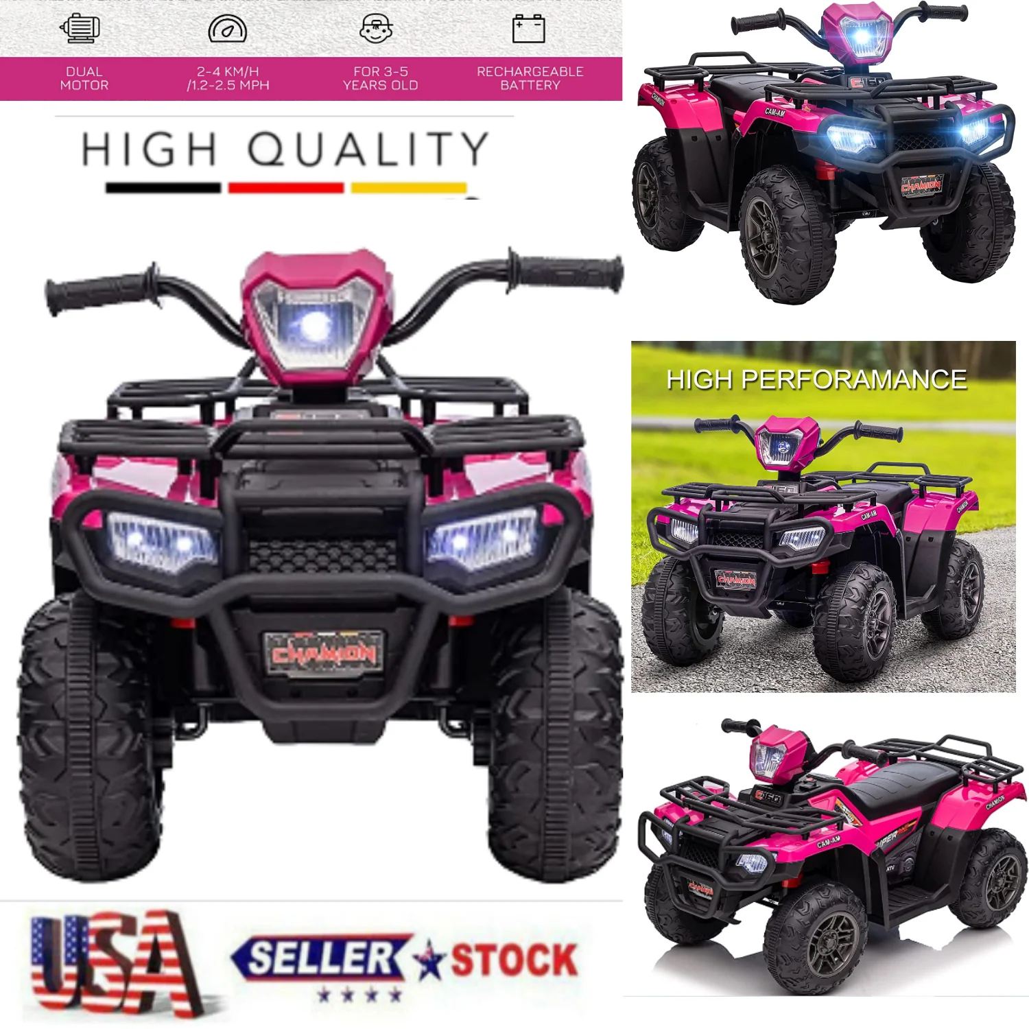 Kids Electric ATV with AUX and USB, 4-Wheeler Ride-On Car for Children - 12V - Image 4