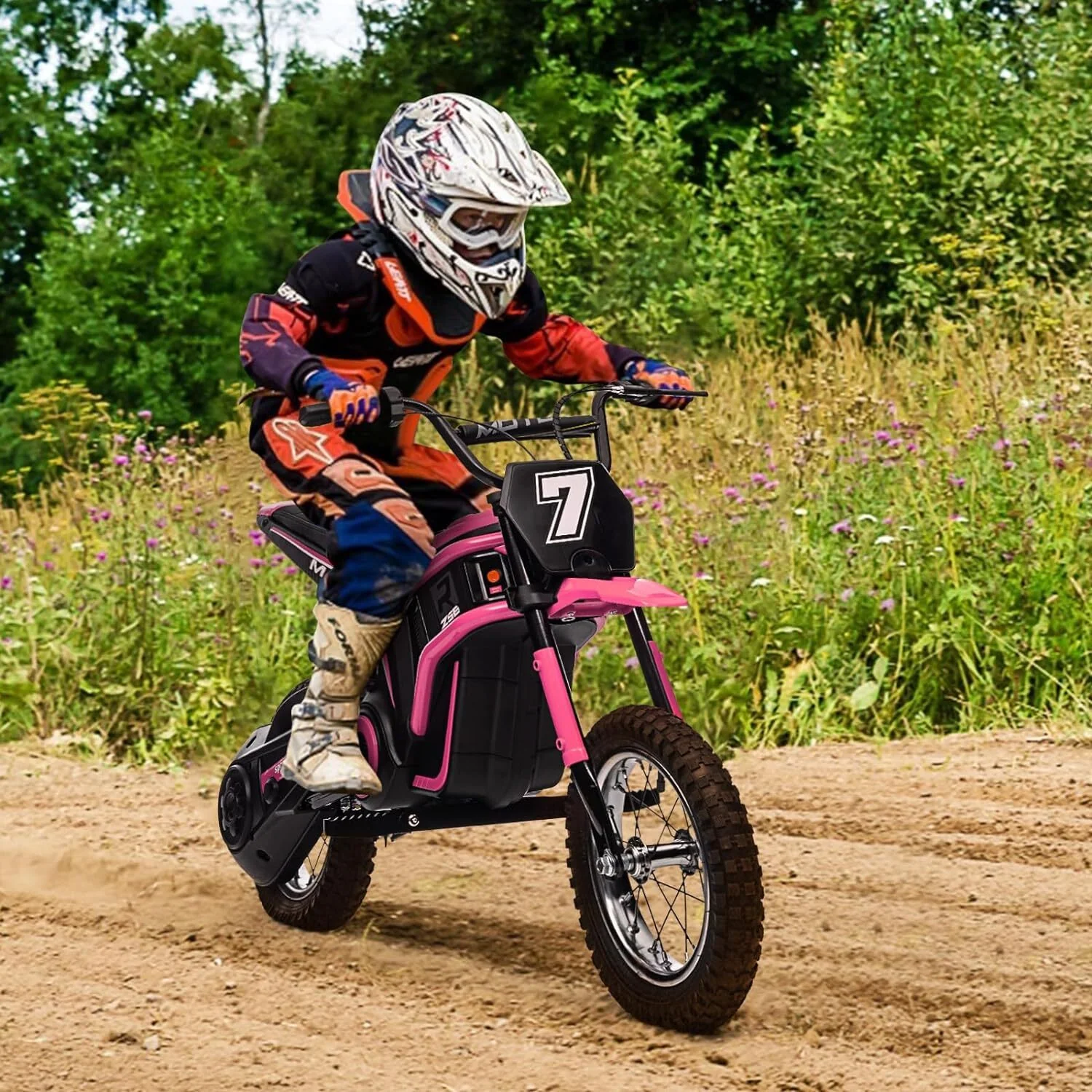 12V Battery-Powered Electric Motocross Dirt Bike for Kids in 4 Color Options - Image 2