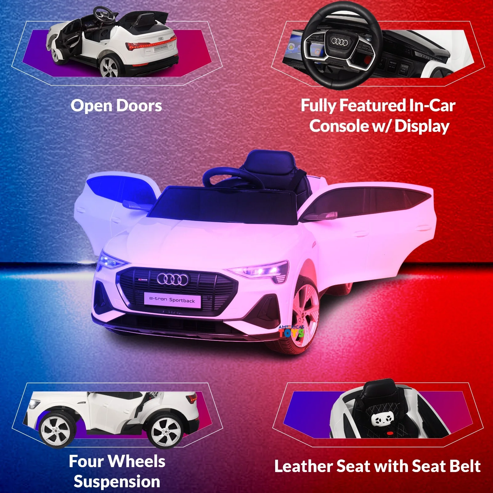 12V Electric Kids Car with LCD Display Licensed Audi Design in Multiple Colors - Image 5